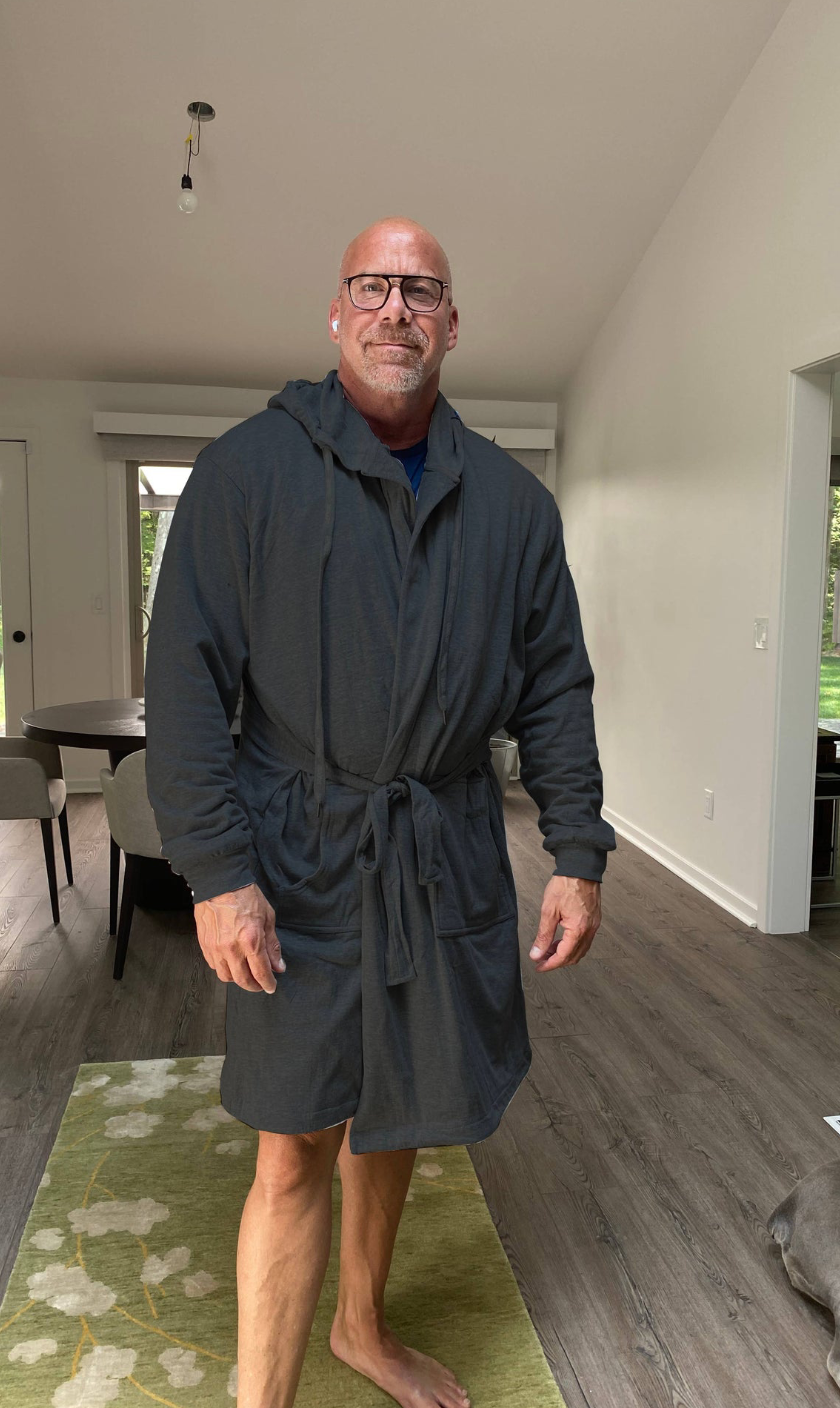 customer showing dude robe with hood